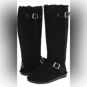 BEARPAW Women's Black Suede Knee-High Boots